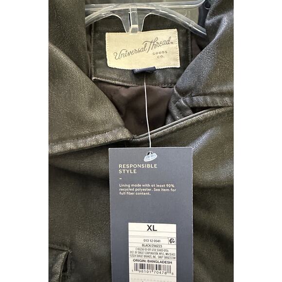 Universal Thread Women's Moto Jacket Faux Leather Faded Black Size X-Large - Picture 9 of 10